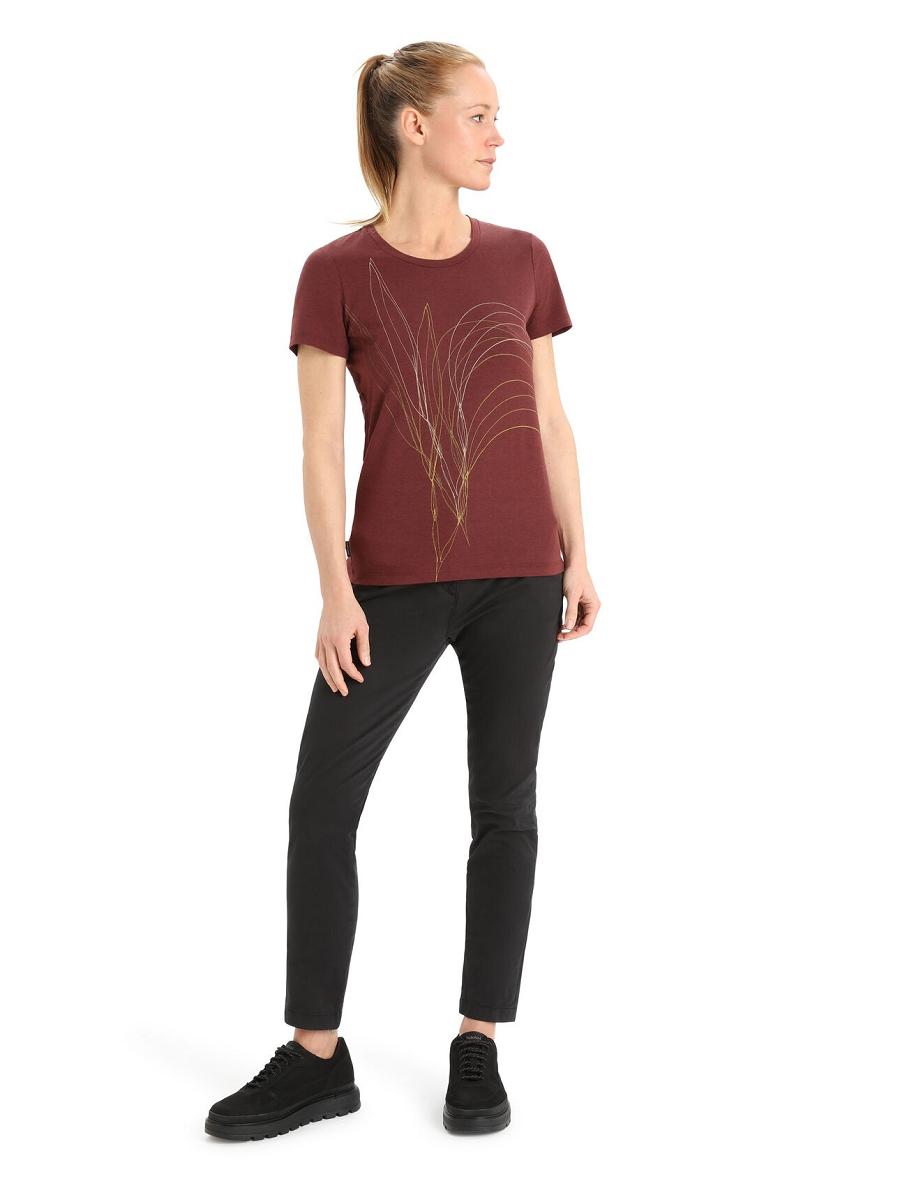 Espresso Icebreaker Merino Central Classic Short Sleeve Leaf Women's T Shirts | AU 1560HAPK